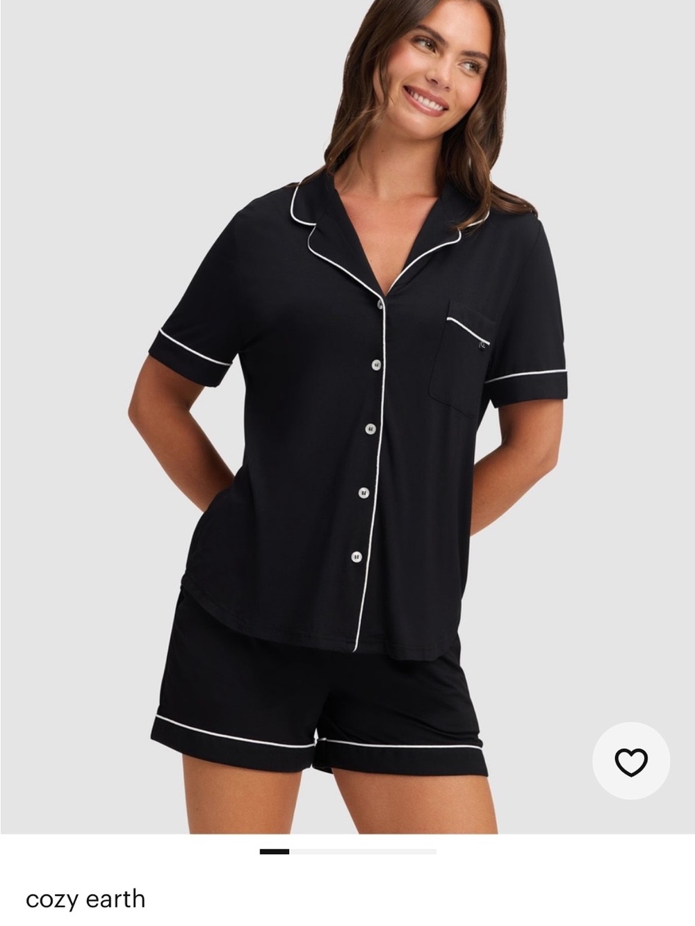 Cozy Earth Bamboo Short-Sleeve Pajama Set — Black NWT